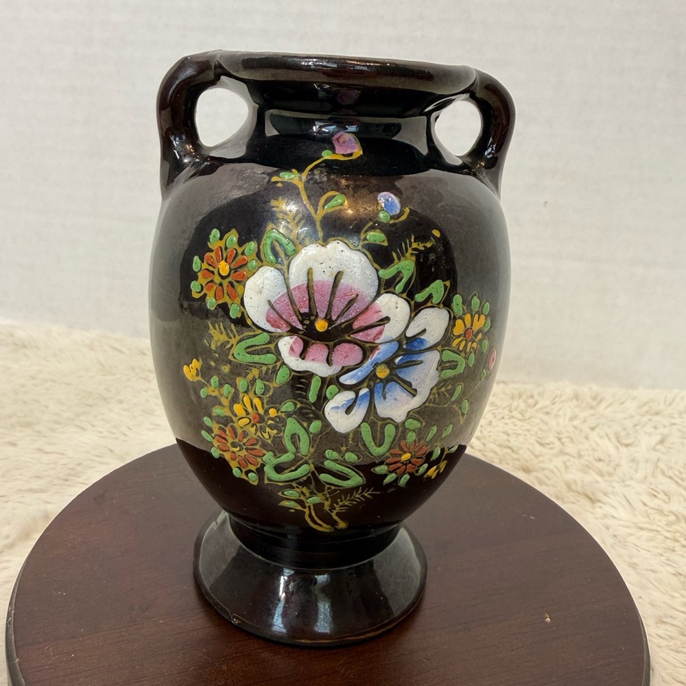Vintage small Japanese redware ceramic vase
